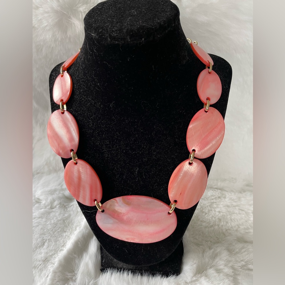 Style & Co Pink Coral Acrylic Necklace with Gold Chain NWT